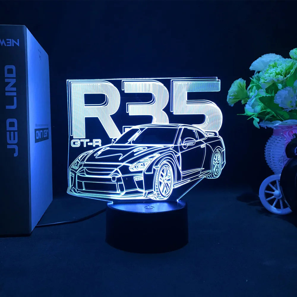 3D Jdm Caars - Touch Sensor LED Nightlight for Car Maniac' Bedroom,Desk decore'