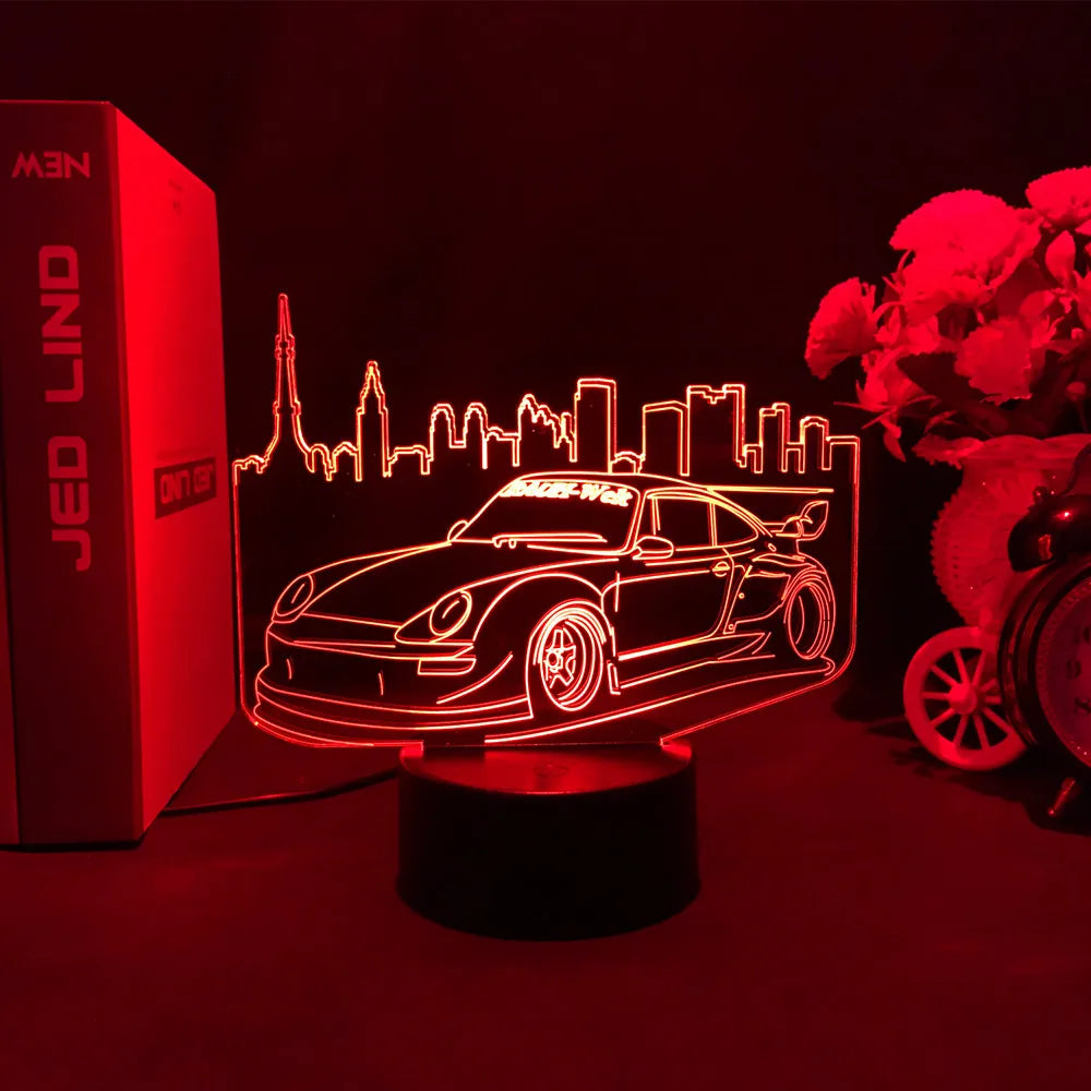 3D Jdm Caars - Touch Sensor LED Nightlight for Car Maniac' Bedroom,Desk decore'