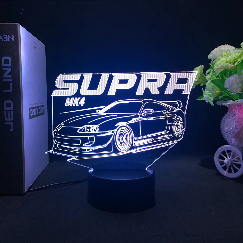 3D Jdm Caars - Touch Sensor LED Nightlight for Car Maniac' Bedroom,Desk decore'