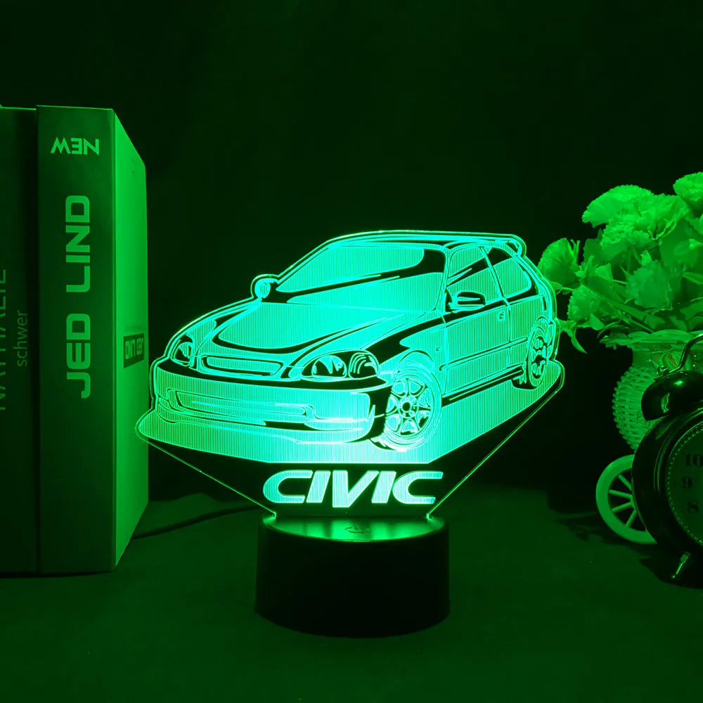 3D Jdm Caars - Touch Sensor LED Nightlight for Car Maniac' Bedroom,Desk decore'