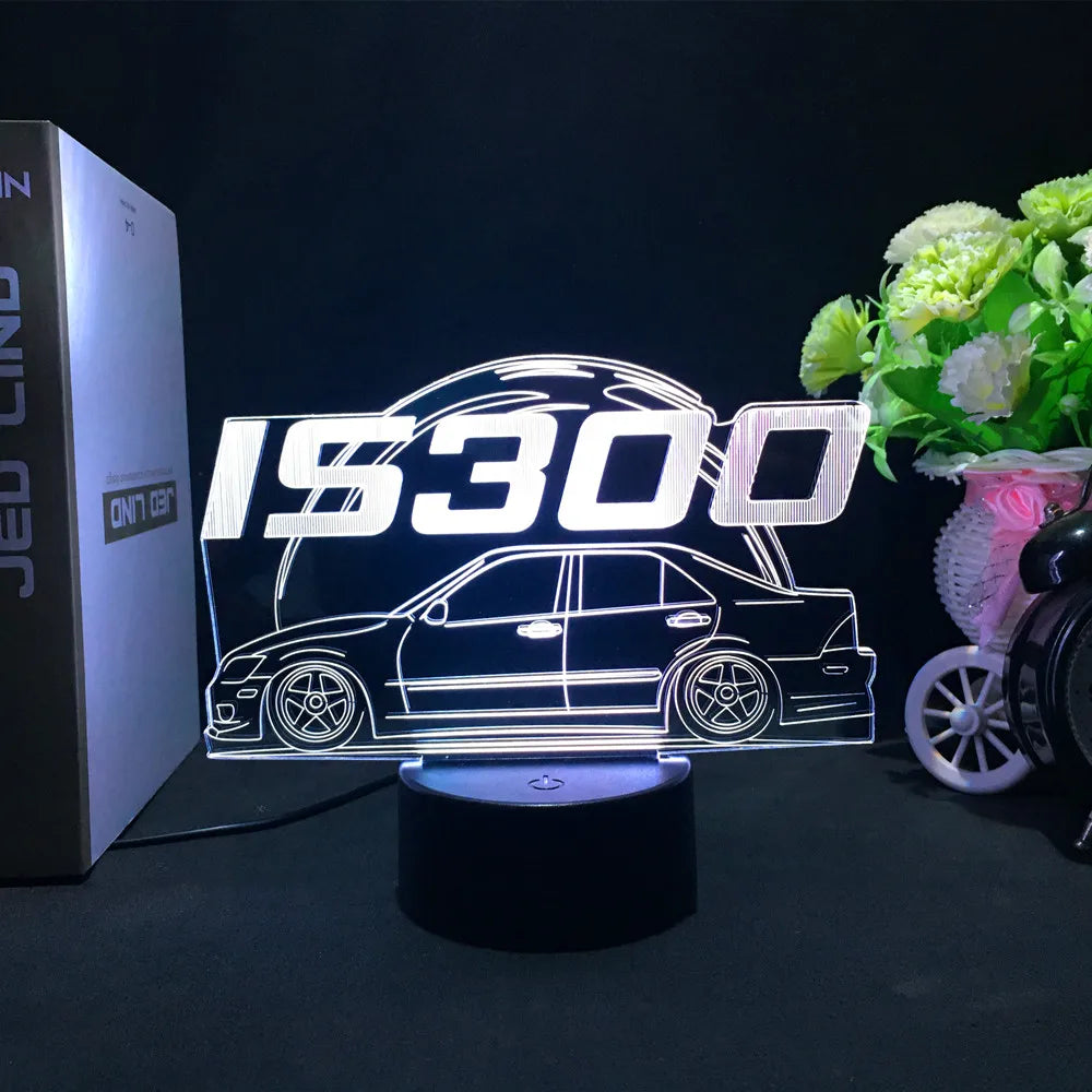 3D Jdm Caars - Touch Sensor LED Nightlight for Car Maniac' Bedroom,Desk decore'