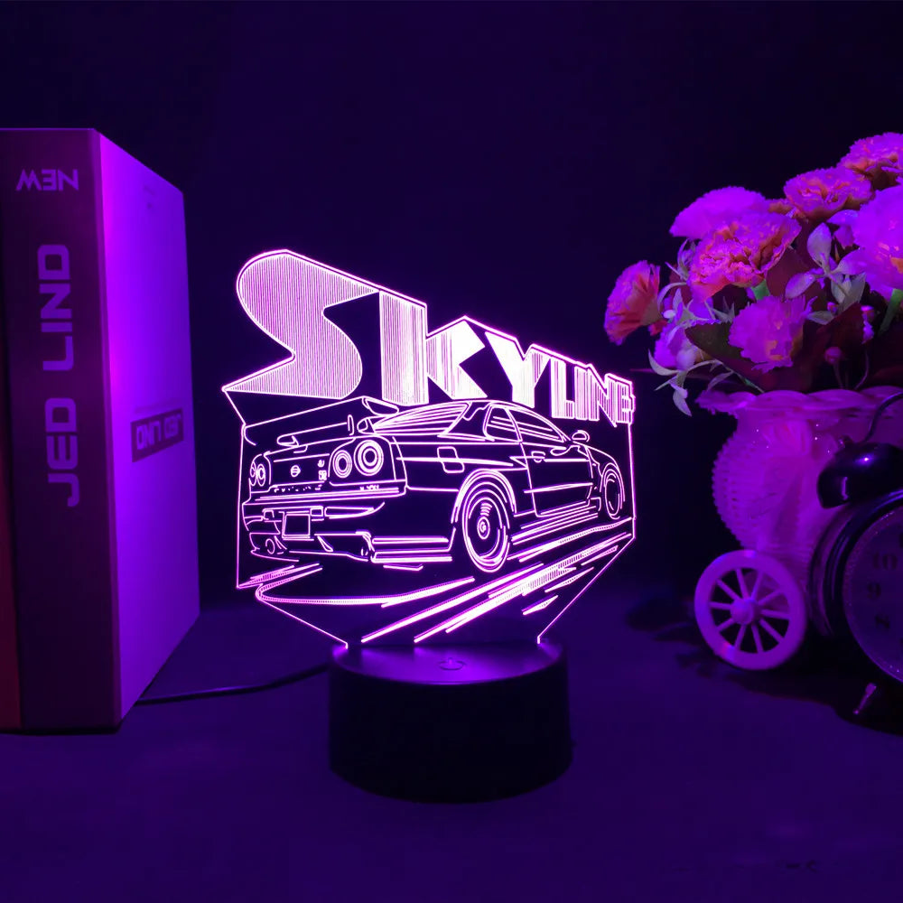 3D Jdm Caars - Touch Sensor LED Nightlight for Car Maniac' Bedroom,Desk decore'