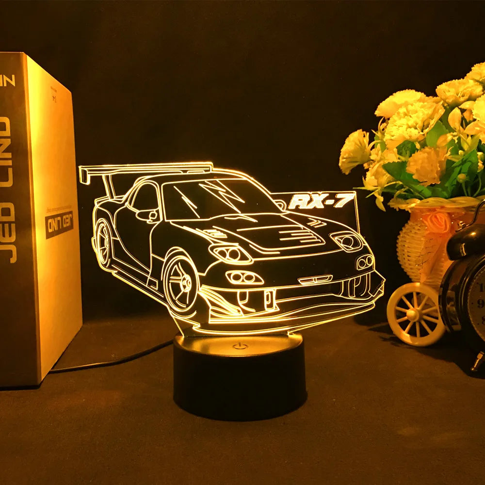3D Jdm Caars - Touch Sensor LED Nightlight for Car Maniac' Bedroom,Desk decore'