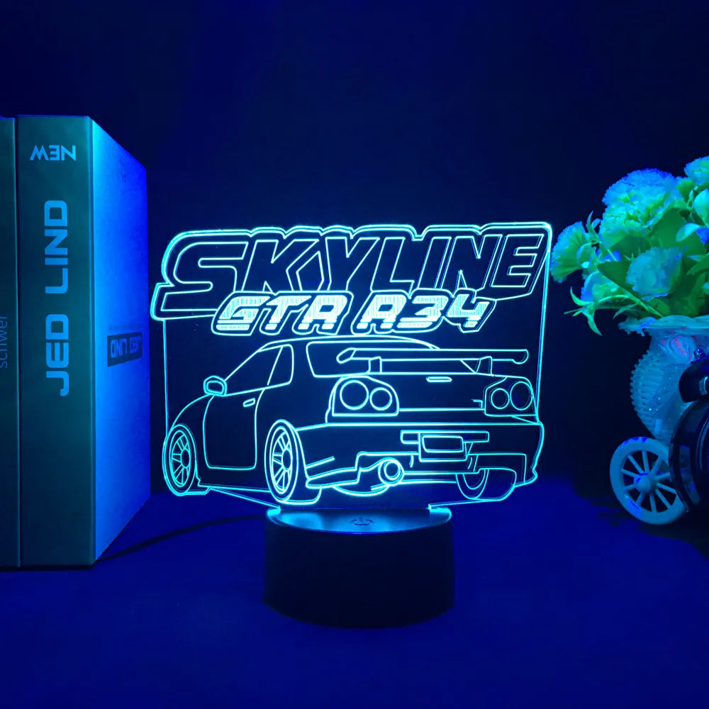 3D Jdm Caars - Touch Sensor LED Nightlight for Car Maniac' Bedroom,Desk decore'
